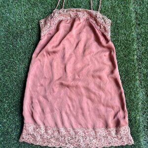 aerie mini lace shine down mini slip dress